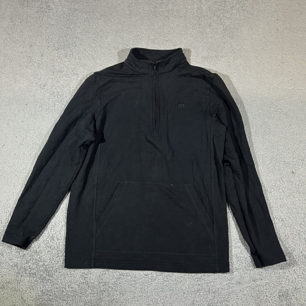 Travis Mathew Quarter Zip Pullover Mens Medium Black Heathered Stretch #3921